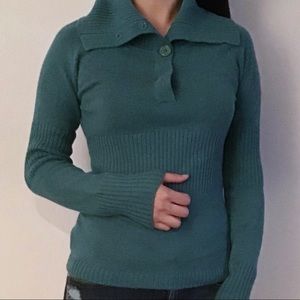 MNG Knit sweater with buttons in blue/ green.